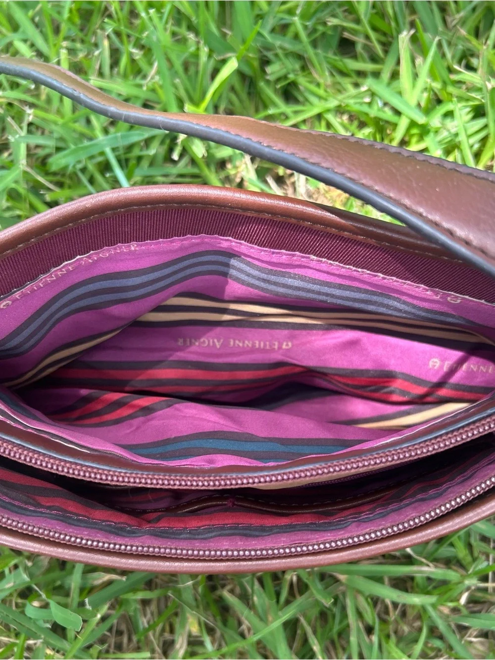 Vintage Etienne Aigner Burgundy and Brown Shoulder Bag